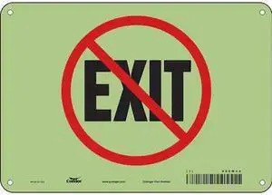 CONDOR 480M44 No Exit Sign, English, 10" W, 7" H, Plastic, White