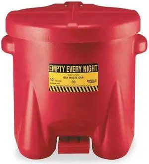 EAGLE MFG 935FL Oily Waste Can,10 Gal.,Poly,Red