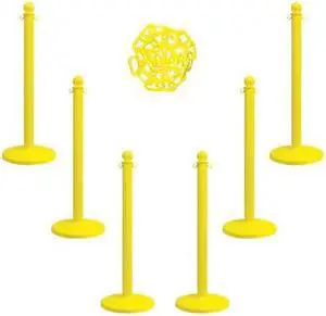 MR CHAIN 71102-6 Barrier Post Kit,40" H,Ylw,Plastic Post