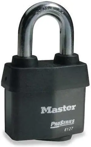 MASTER LOCK 6127 Padlock, Keyed Different, Standard Shackle, Rectangular Steel