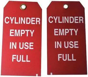 BRADY 5ENZ1 Cyl Stat Tag,5-3/4 x 3 In,Wht/R,PK100