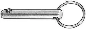 ZORO SELECT 30-09 Ring Pin, Detent, 1/4 in Pin Dia, 2-1/4 in Shank Lg, Steel,