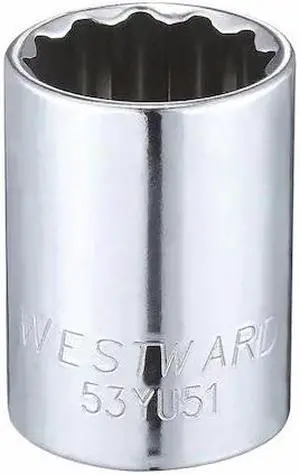 WESTWARD 53YU51 WESTWARD 1/2 in Drive, 13/16" Triple Square SAE Socket, 12