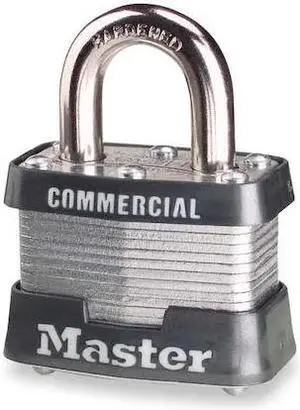 MASTER LOCK 3KA Padlock, Keyed Alike, Standard Shackle, Rectangular Steel Body,
