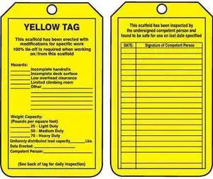 ACCUFORM TRS208PTP Tag, Yellow Tag, Plastic, 5 3/4 in H x 3 1/4 in W, Yellow,