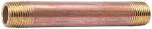 ZORO SELECT 463-080GR 1/2" MNPT x 8" TBE Red Brass Pipe Nipple Sch 40