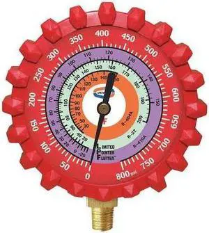 UNIWELD G529LD Refrigerant Gauge,3-1/4" L,800 psi,Brass