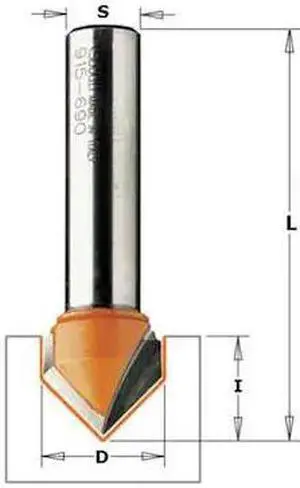 CMT 815.127.11 V Grooving Router Bit,HW,1/2 in