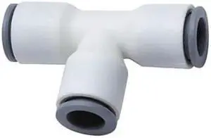 PARKER 6304 60 56WP2 Push-Fit Tee Fitting, 3/8 in x 1/4 in Tube Size, Nylon,