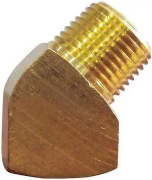 ZORO SELECT 6AYT0 Brass 45 Degrees Street Elbow, MNPT x FNPT, 3/8" Pipe Size 10