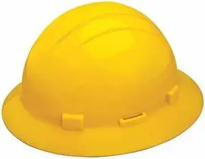 ERB SAFETY 19292 Full Brim Hard Hat, Type 1, Class E, Pinlock (4-Point), Yellow