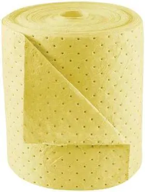 CONDOR 35ZR33 Sorbent Roll, 17 gal, 15 in x 150 ft, Harsh Chemicals, Yellow,
