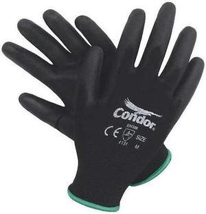 CONDOR 19L486 Coated Gloves, Cut Level 1 ,Dipped ,Polyurethane ,Smooth ,XS (6)
