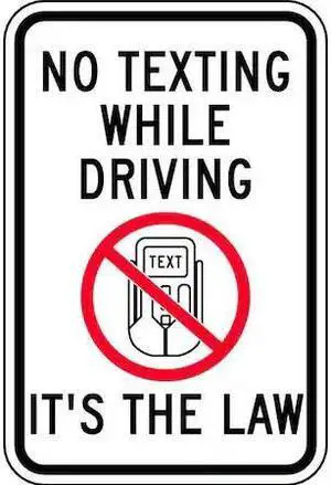 LYLE TR-040-12HA No Texting Traffic Sign, 18 in Height, 12 in Width, Aluminum,