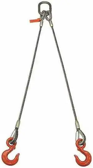 LIFT-ALL 382LBX2 Sling,Wire Rope,2 Ft L,5000 Lb at 60