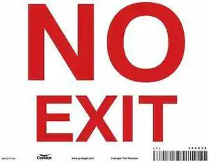 CONDOR 480H38 No Exit Sign, English, 10" W, 7" H, Vinyl, White