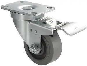 ZORO SELECT 1UHY9 Swivel Plate Caster,Rubber,5 in,325 lb,C