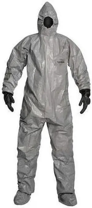 DUPONT TF186TGYSM0006PI Hooded Coverall, S, Gray, Tychem(R) 6000, Elastic