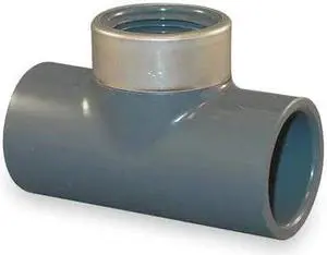 ZORO SELECT 802-098SR PVC, Stainless Steel Tee, Socket x Socket x FNPT, 3/4 in