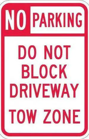 LYLE T1-1099-EG_12x18 Driveway No Parking Sign,18" x 12, T1-1099-EG_12x18