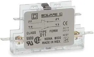 SQUARE D 9999D20 Auxiliary Contact,2 NO