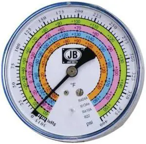 JB INDUSTRIES M2-400 Gauge,4 In Dia.,Low Side,Blue,400 psi