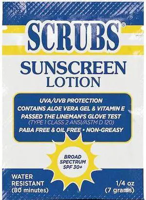 SCRUBS 92101 Sunscreen Lotion,Foil Pack,7g,PK100