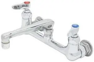T&S BRASS B-0230-01 Low Arc Laundry Sink Faucet, Manual, 8" Mount, 2 Hole