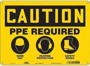 CONDOR 468N73 Safety Sign, 10 in Height, 14 in Width, Polyethylene, Horizontal