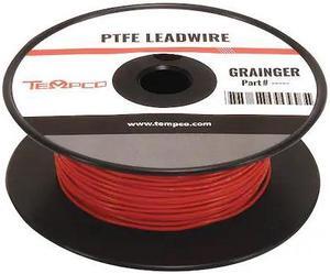 TEMPCO LDWR-1055 High Temp Lead Wire, PTFE, 22 AWG, Red, 100 ft