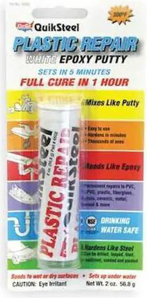 BLUE MAGIC 16502TRI Putty, 2 oz Container Size, Tube, Quicksteel, White