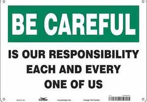 CONDOR 466R82 Safety Sign, 10 in Height, 14 in Width, Polyethylene, Horizontal