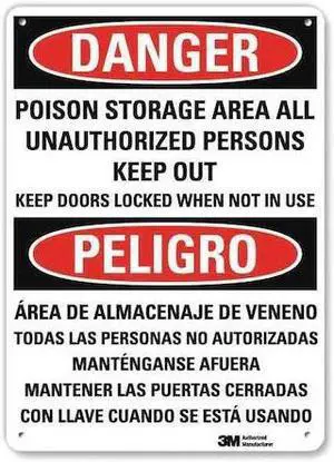 LYLE U1-1053-RA_10X14 Danger Sign,14x10 In.,Bilingual