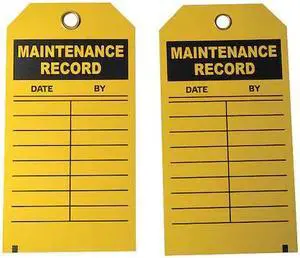 ZORO SELECT 9MAZ7 Tag, Maintenance, Cardstock, 5 3/4 in H x 3 in W, Yellow,