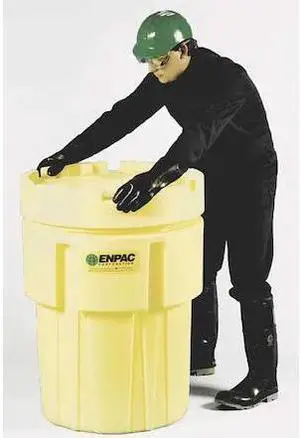 ENPAC 1065-YE Open Head Salvage Drum, Polyethylene, 65 gal, Unlined, Yellow
