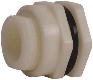 HAYWARD FLOW CONTROL BFAS3012TES Bulkhead Fitting, 1-1/4", PP/EPDM, FPT x FPT