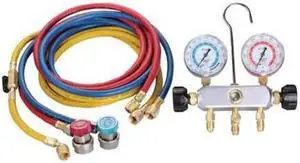 DAYTON 4PDF7 Manifold Gauge Set, 2 Valve,3 Hoses
