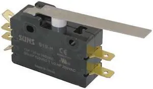ZORO SELECT 5JEH2 Snap Action Switch, Hinge, Lever Actuator, DPDT, 15 A @ 240 V