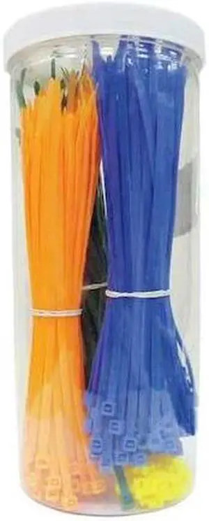 POWER FIRST 40J770 Cable Tie Kit, 4 in, 8 in L, Assorted Colors, Nylon 6/6, 18