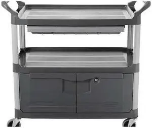 RUBBERMAID COMMERCIAL FG409400GRAY Enclosed Service Cart, 300 lb Load Capacity,