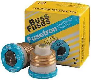 EATON BUSSMANN T-10 Plug Fuse, Time-Delay, 10A, 125V AC, Indicating, 10kA at