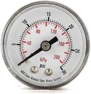 ZORO SELECT 4FLZ6 Pressure Gauge, Commercial, 0 to 60 psi, 1 1/2 in Dial, 1/8
