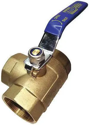 ZORO SELECT 1PYZ9 3/8" FNPT Brass Ball Valve 3-Way