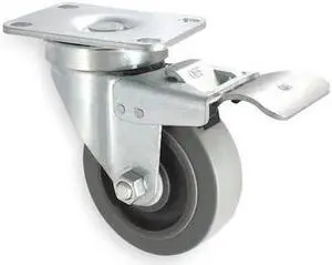 ZORO SELECT 1UHX5 Swivel Plate Caster,Rubber,4 in,300 lbC
