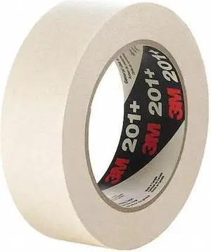 3M 201+ Masking Tape,Tan,Rubber,24mm W
