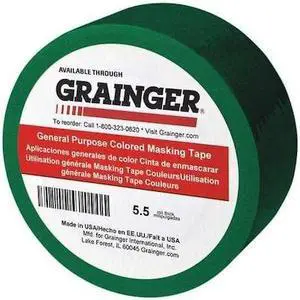 ZORO SELECT TC602-Dark Green Masking Tape,Paper,Green,1/4",PK144