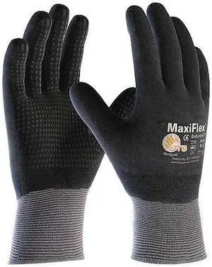 PIP 34-846/L Coated Gloves, Foam Nitrile, Dotted, Palm, 3 Abrasion Level, Gray,