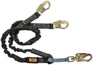 CONDOR 45J291 Shock Absorbing Lanyard, 6 ft., 425 lb. Weight Capacity, Black