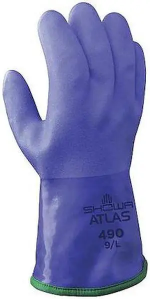 SHOWA 490L-09 12" Chemical Resistant Gloves, PVC, L, 1 PR