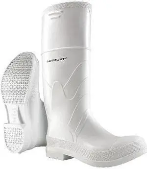 DUNLOP 8101200 Men's Dunlop Tall Rubber Boots, Steel Toe, 16" Height, White, 7